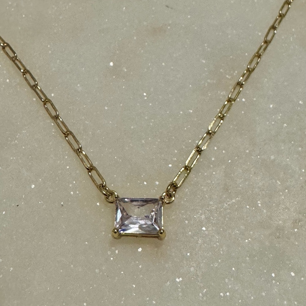 Gold Chain Necklace with Clear Stone